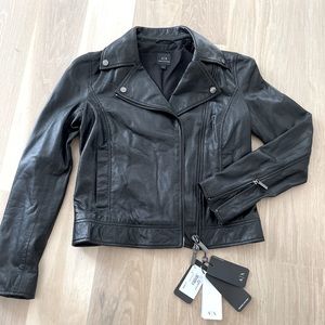 Leather Biker Jacket - Armani Exchange Small
